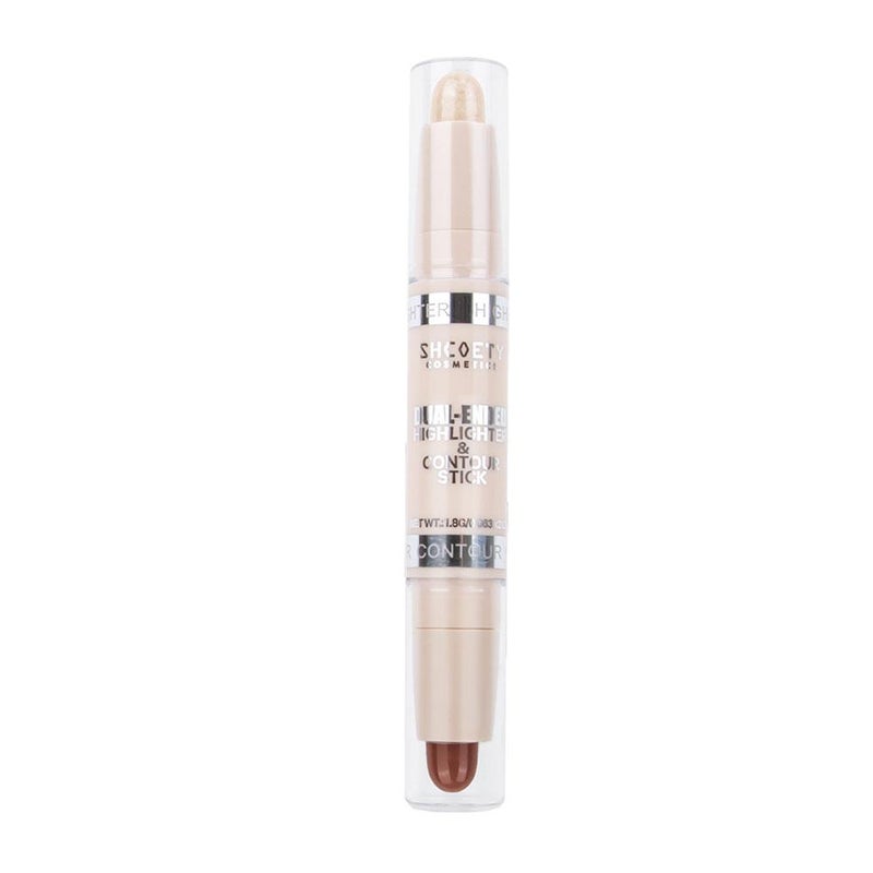 Double-ended contour stick, highlighter pen, matte sculpting nose shadow, and under-eye brightening pen